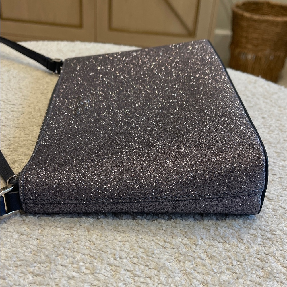 New Kate Spade Glitter Dusk Navy Sparkle Crossbody Bag - Silver - Picture 3 of 6